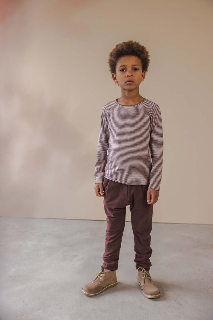 Phil & Phae Raglan tee l/s stripes - chocolate stripes