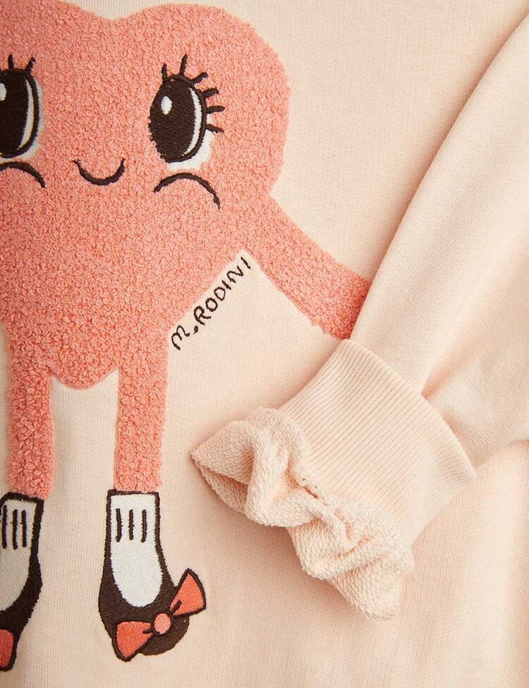 Mini Rodini Heart in Shoes Chenille Sweatshirt - Pink