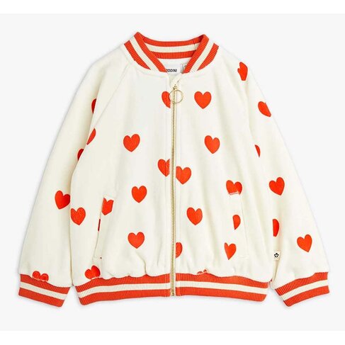 Mini Rodini Hearts aop velor baseball cardigan