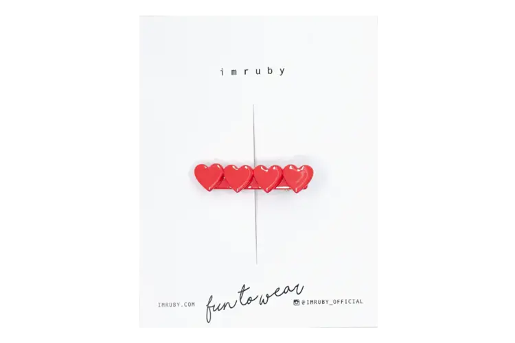Imruby - haar accessoires SUKI heart clip - Red