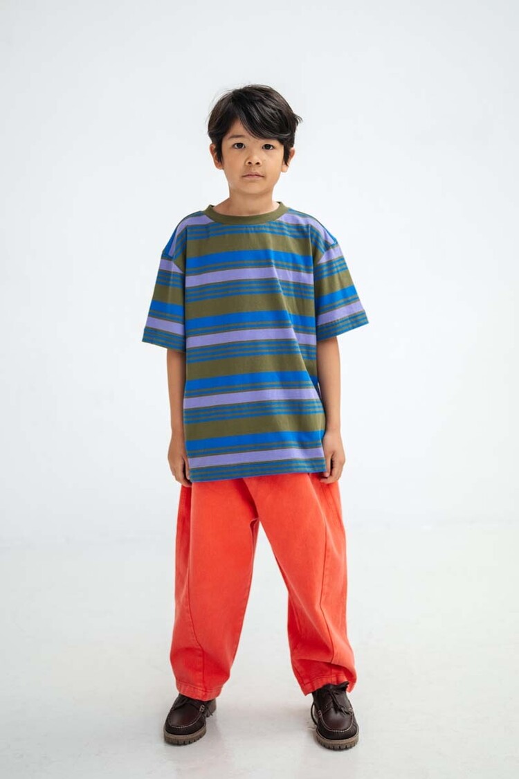 REPOSE AMS Tee Shirt - Khaki Bloom Stripe