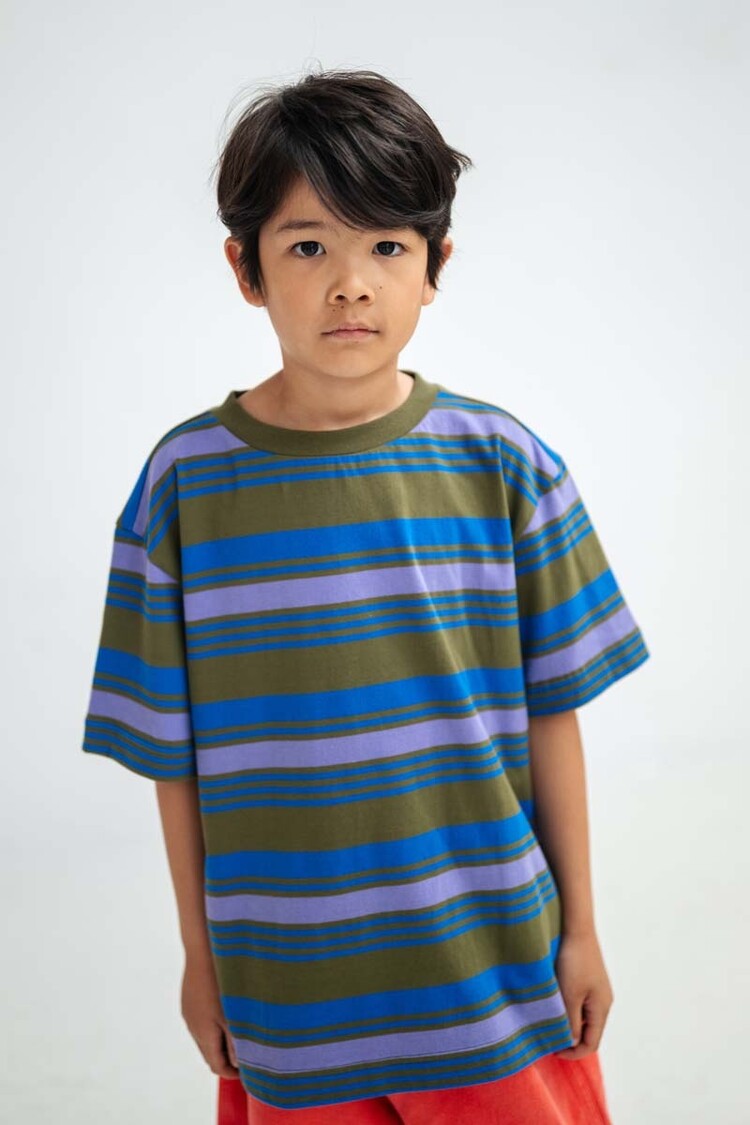 REPOSE AMS Tee Shirt - Khaki Bloom Stripe