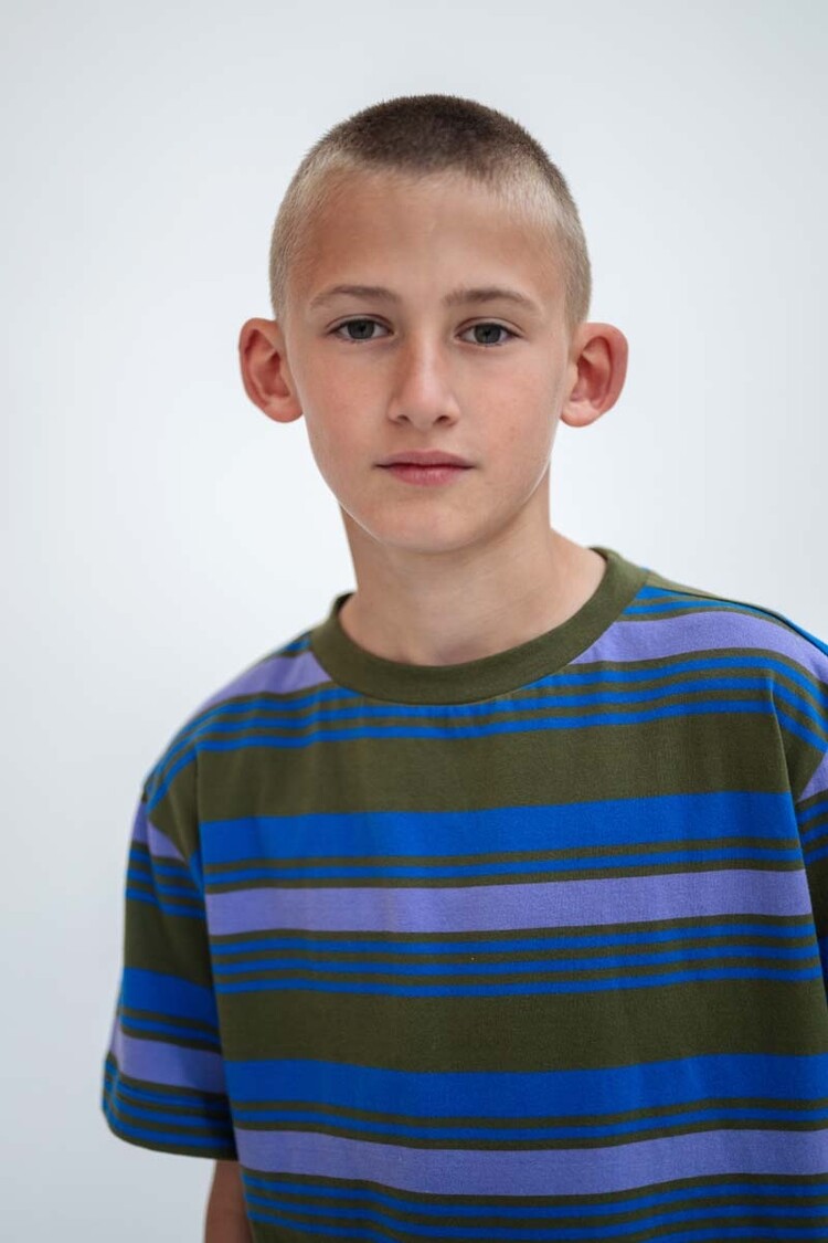 REPOSE AMS Tee Shirt - Khaki Bloom Stripe