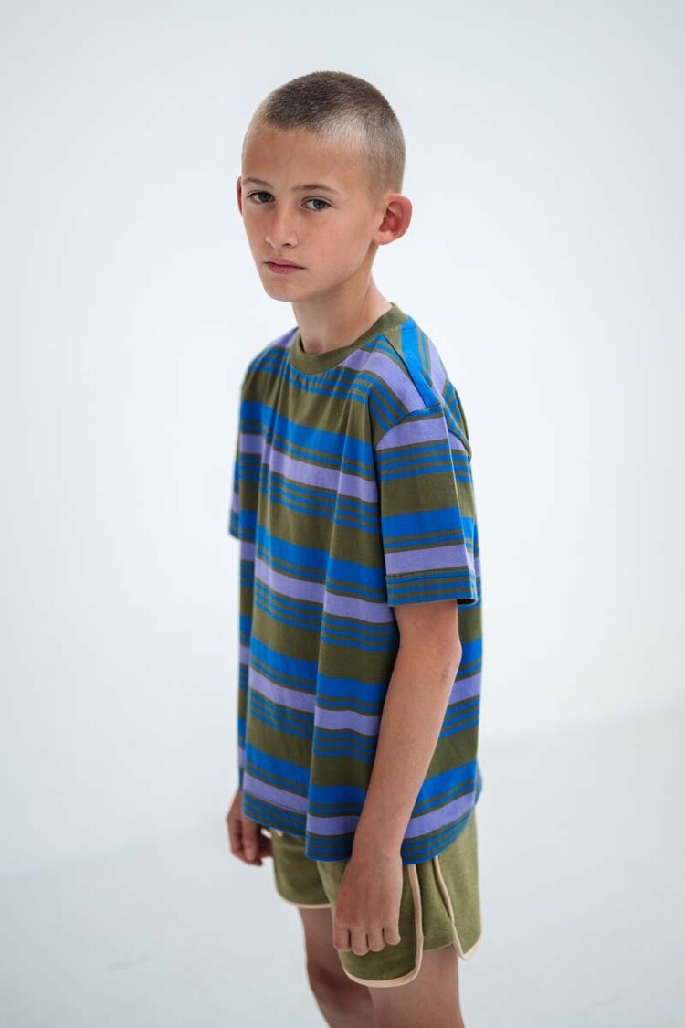 REPOSE AMS Tee Shirt - Khaki Bloom Stripe