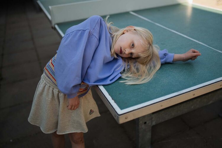 REPOSE AMS Crop Heart Sweater - Glacier Bloom