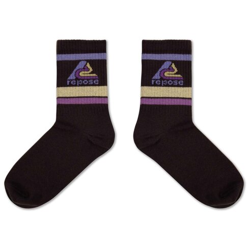 REPOSE AMS Sporty Socks - Midnight Teal Logo