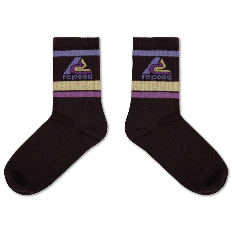 REPOSE AMS Sporty Socks - Midnight Teal Logo