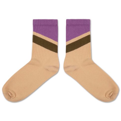 REPOSE AMS Sporty Socks - Sand Stripe