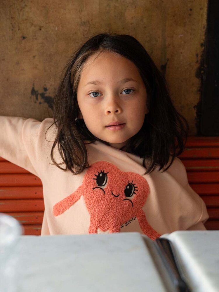 Mini Rodini Heart in Shoes Chenille Sweatshirt - Pink