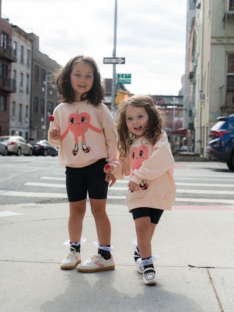 Mini Rodini Heart in Shoes Chenille Sweatshirt - Pink