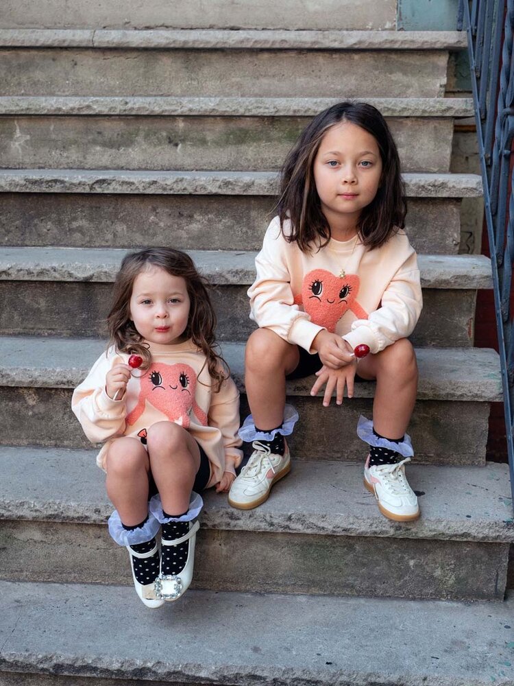 Mini Rodini Heart in Shoes Chenille Sweatshirt - Pink