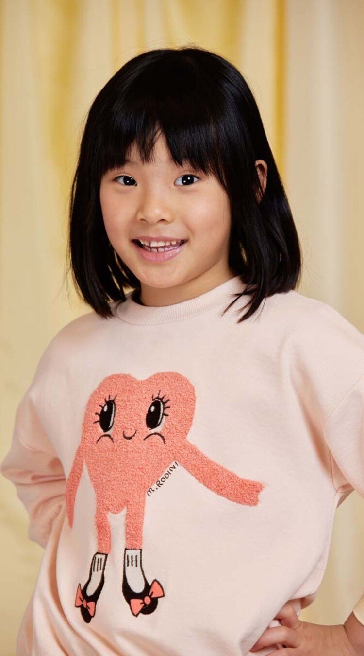 Mini Rodini Heart in Shoes Chenille Sweatshirt - Pink