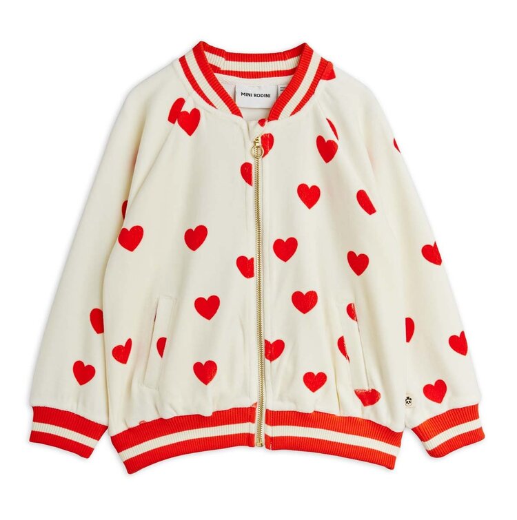 Mini Rodini Hearts aop velour baseball cardigan