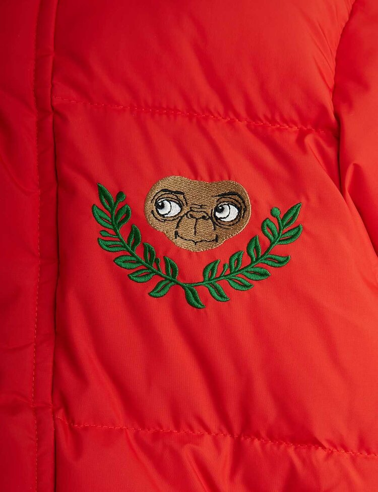 Mini Rodini E.T. emb hooded puffer - red