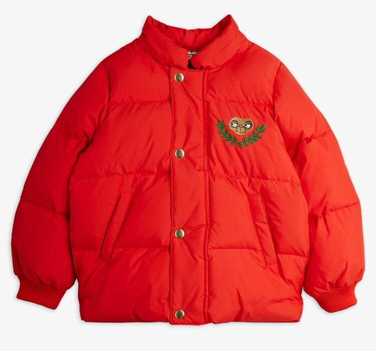 Mini Rodini E.T. emb hooded puffer - red