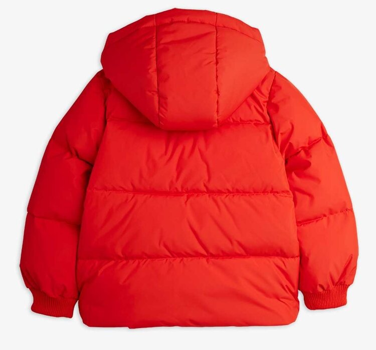 Mini Rodini E.T. emb hooded puffer - red