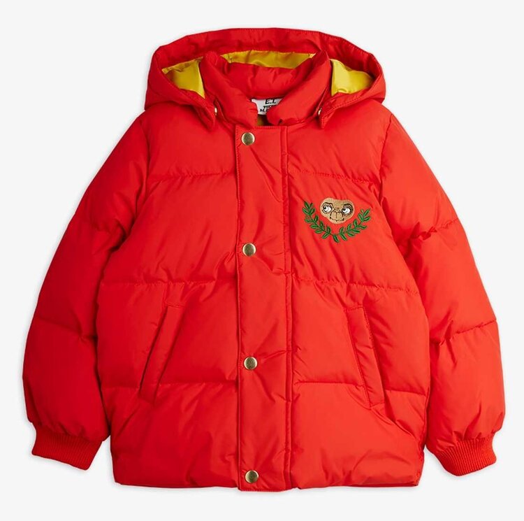 Mini Rodini E.T. emb hooded puffer - red
