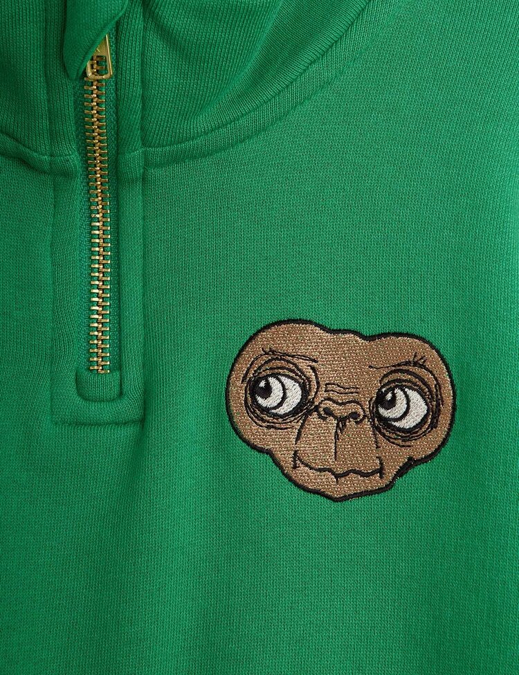 Mini Rodini ET emb half zip sweatshirt - green