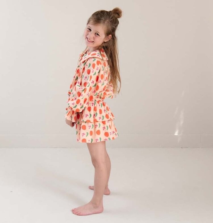 Jenest Elle Skirt - Bird Aop Peach Orange