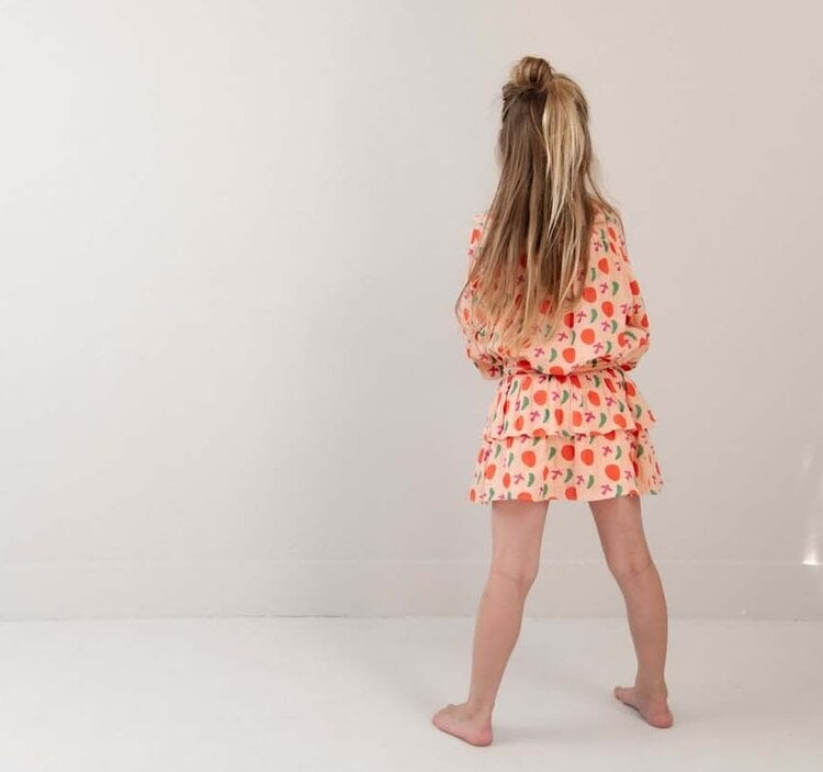 Jenest Elle Skirt - Bird Aop Peach Orange