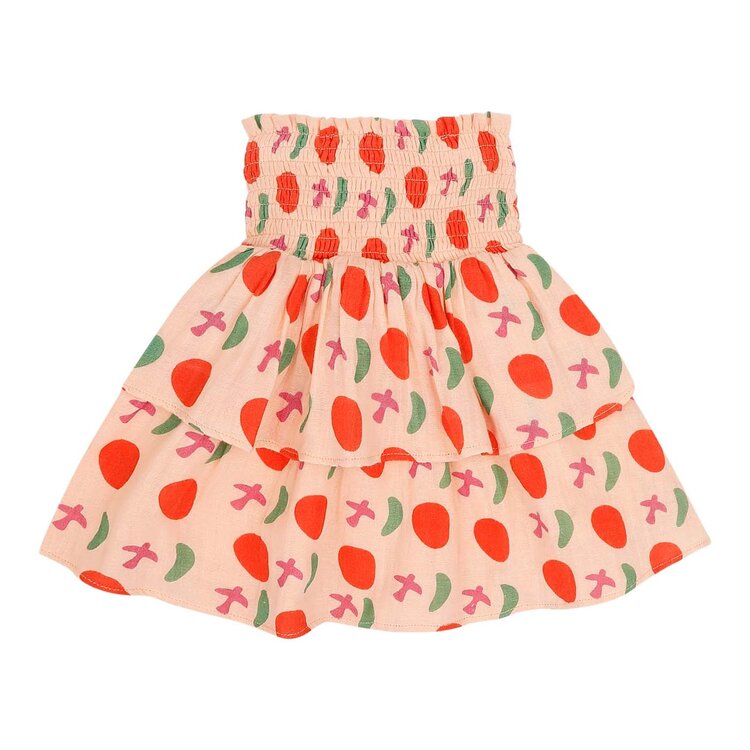 Jenest Elle Skirt - Bird Aop Peach Orange