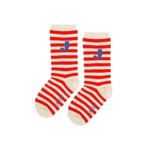 Jenest J Stripe Socks - Offwhite Red