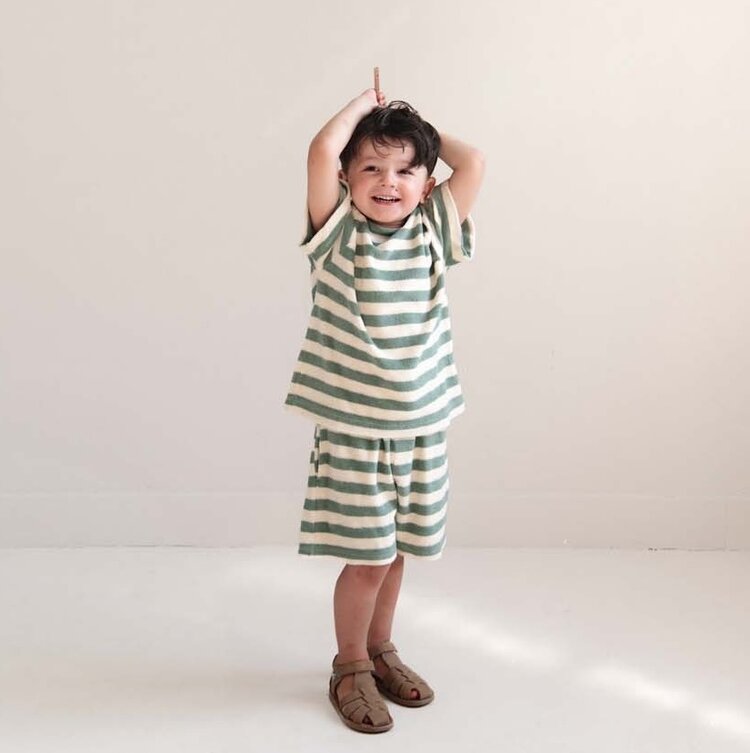 Jenest Robin Shorts - Sage Green Off White Stripe