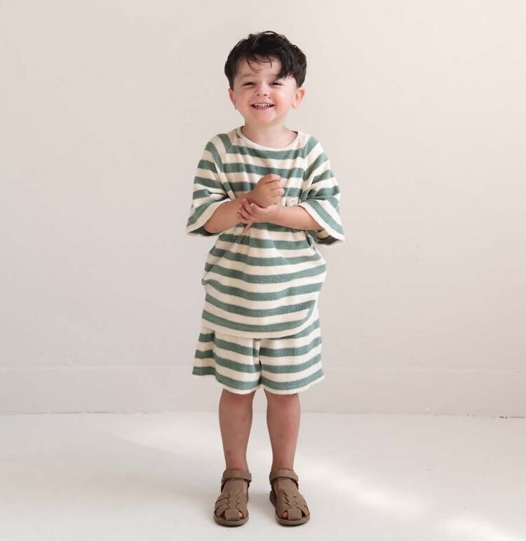 Jenest Robin Shorts - Sage Green Off White Stripe