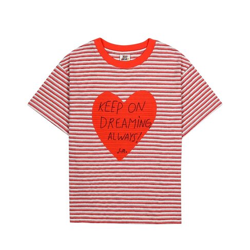 Jelly Mallow Heartchain Stripe T-shirt Red