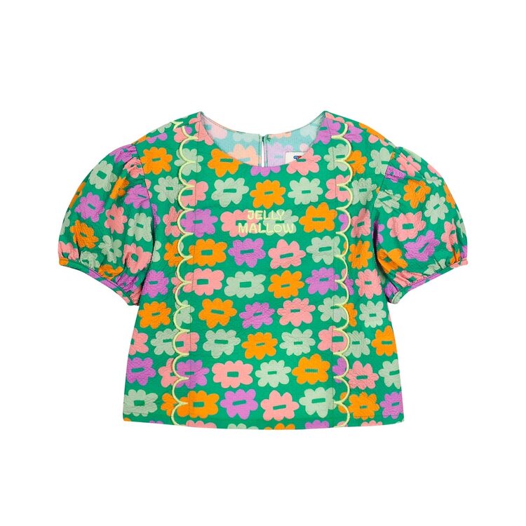 Jelly Mallow Flower Seersucker Blouse