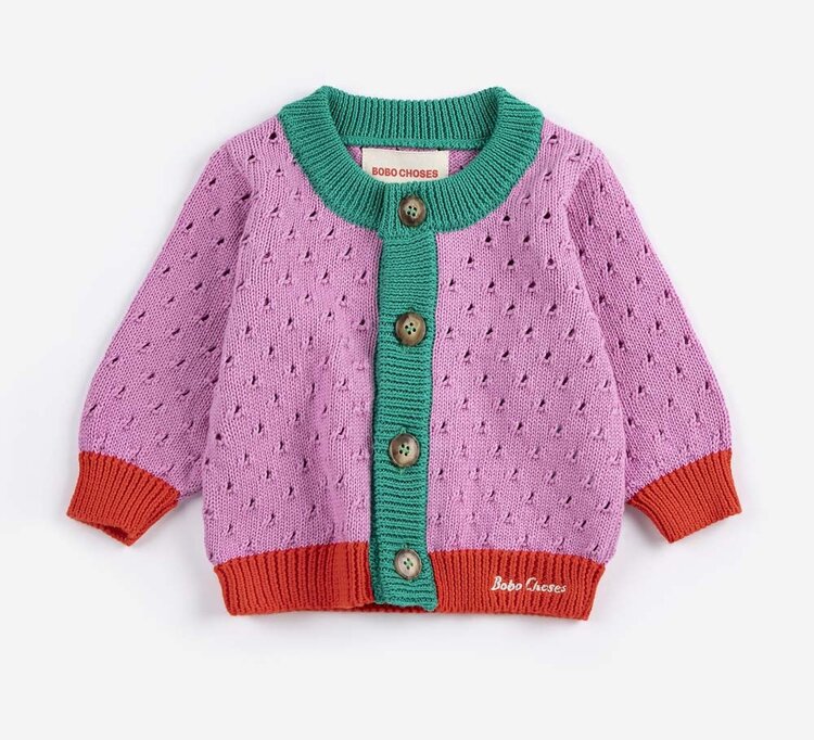 Bobo Choses Color Block open work cardigan