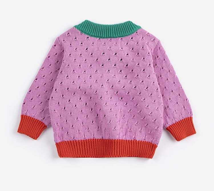 Bobo Choses Color Block open work cardigan
