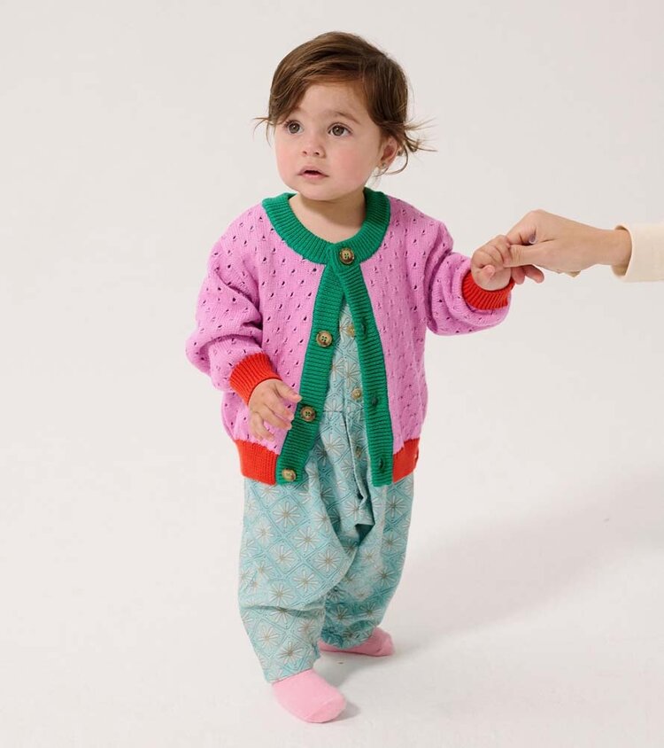 Bobo Choses Color Block open work cardigan