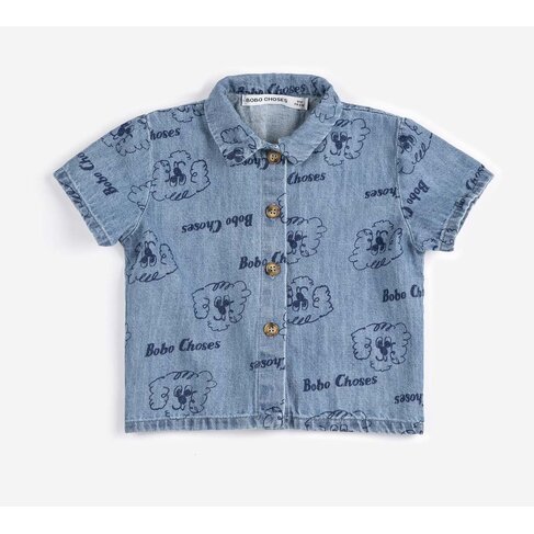 Bobo Choses Pickles The Dog all over denim shirt