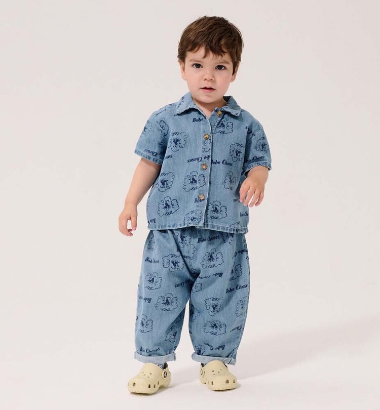 Bobo Choses Pickles The Dog all over denim shirt