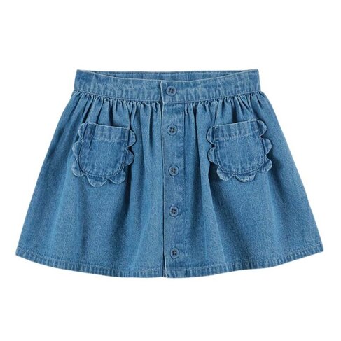 Emile et Ida Jupe Poche Fleurs Denim