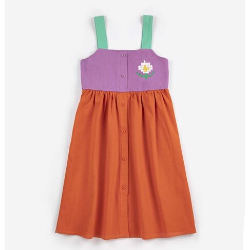 Bobo Choses Pixel Daisy color block woven dress