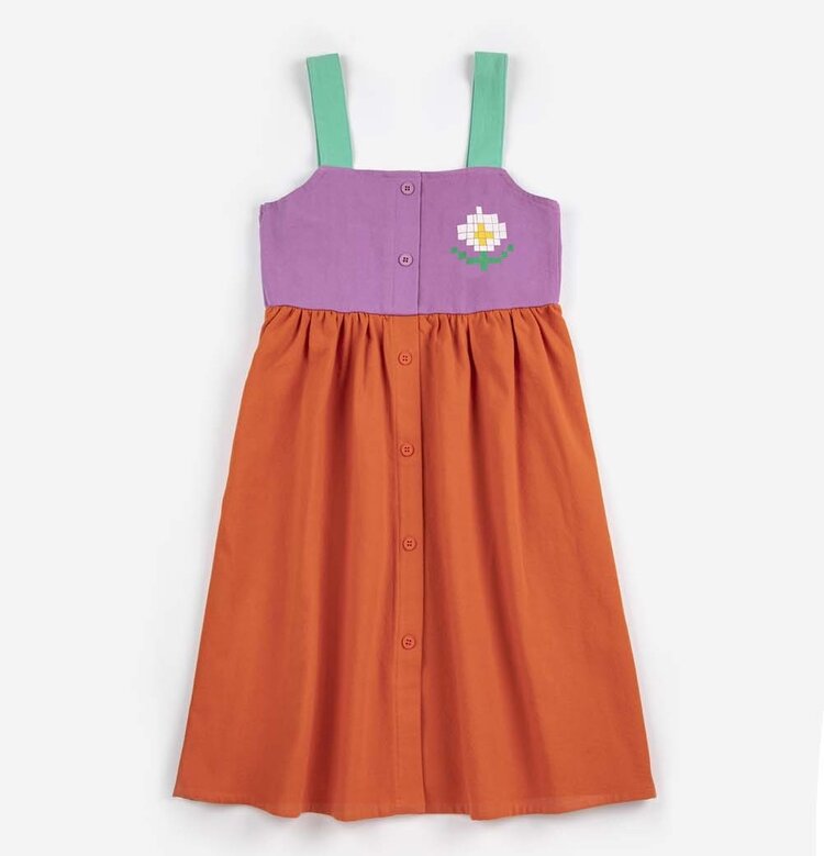 Bobo Choses Pixel Daisy color block woven dress