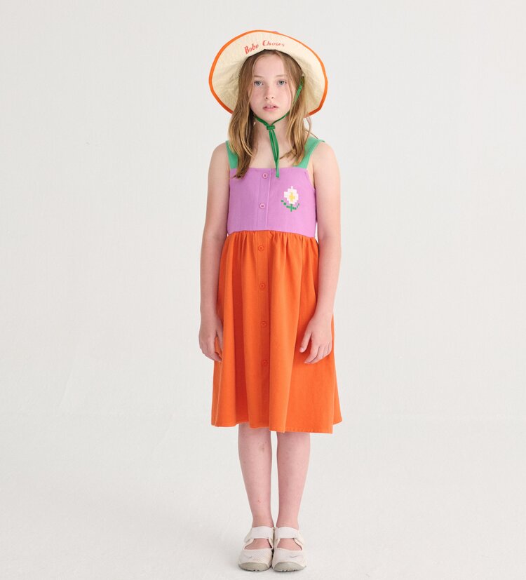 Bobo Choses Pixel Daisy color block woven dress