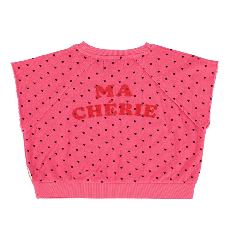 Piupiuchick baby sleeveless sweatshirt |pink w/ cherry print
