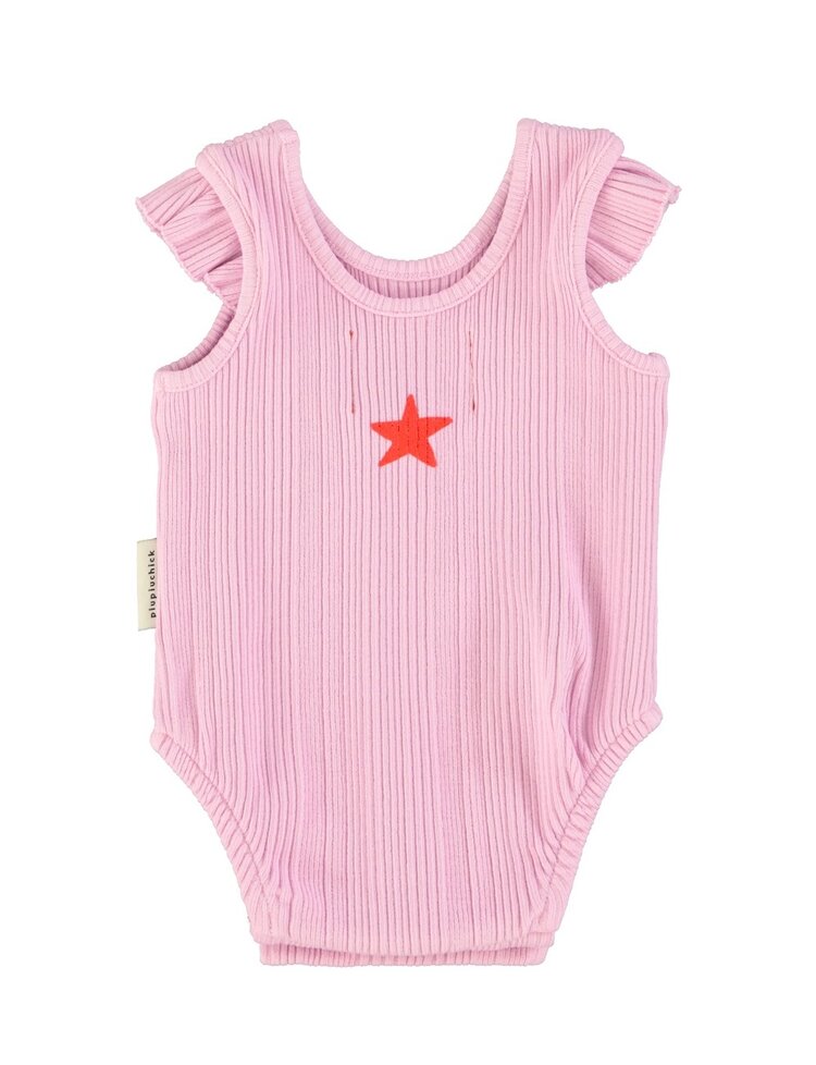 Piupiuchick baby sleeveless bodysuit | lilac w/ red heart print