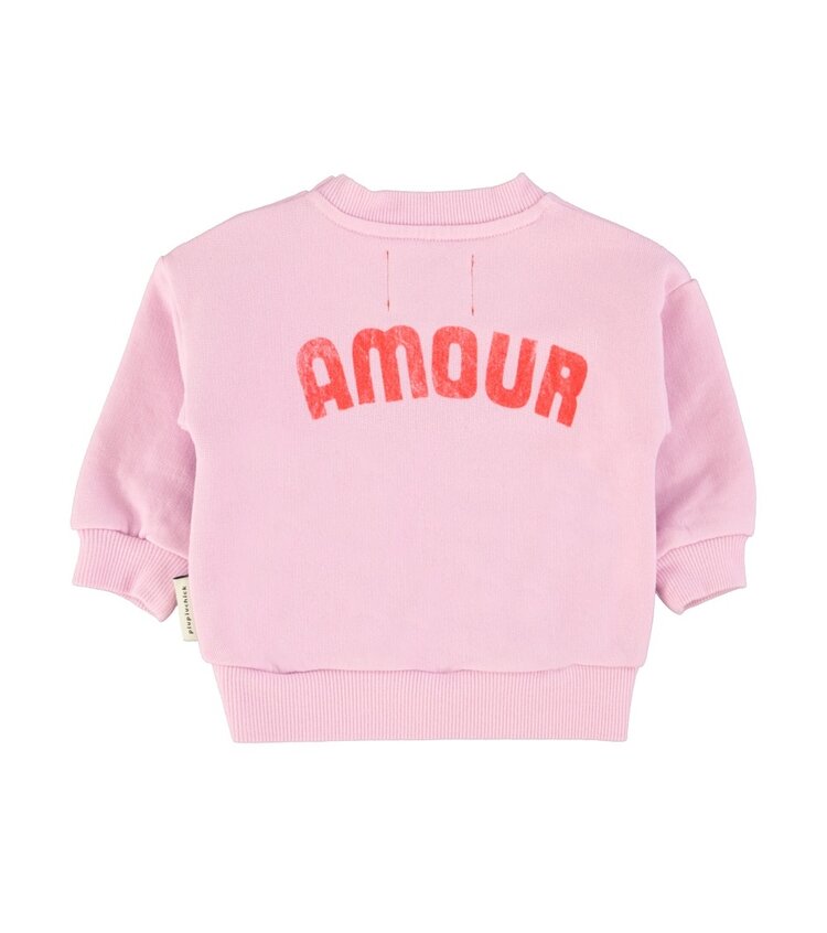 Piupiuchick baby sweatshirt | lilac w/ red heart print