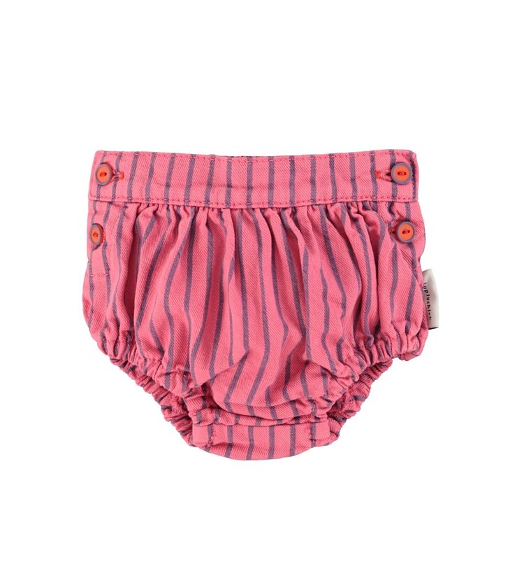 Piupiuchick baby shorties | pink w/ indigo stripes