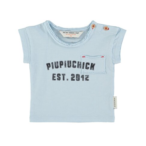 Piupiuchick baby t'shirt | light blue w/ "piupiuchick" print