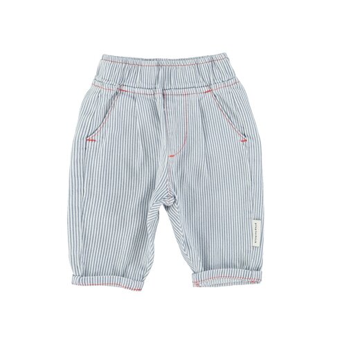 Piupiuchick baby unisex trousers | ecru w/ indigo stripes