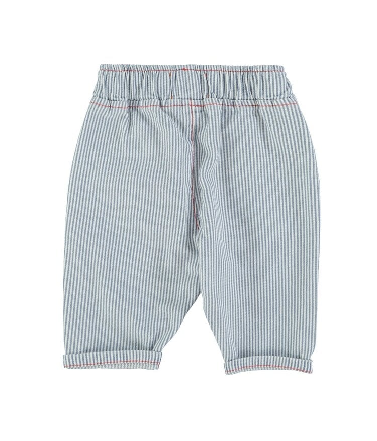 Piupiuchick baby unisex trousers | ecru w/ indigo stripes