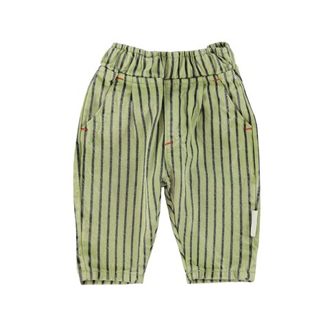 Piupiuchick baby unisex trousers | green w/ indigo stripes