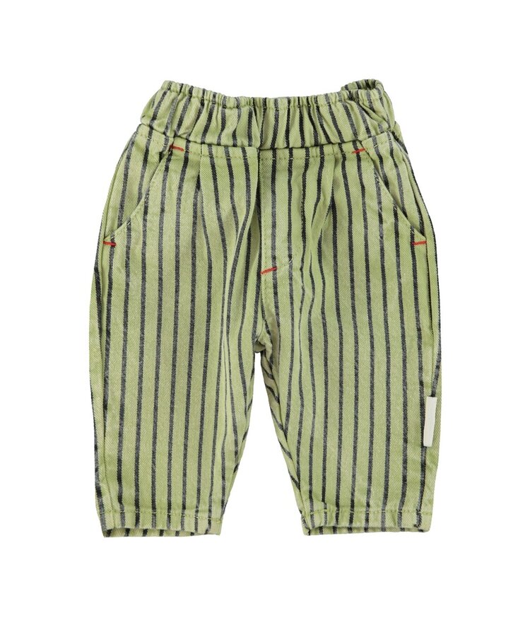 Piupiuchick baby unisex trousers | green w/ indigo stripes
