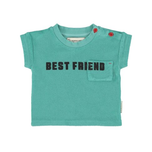 Piupiuchick baby t'shirt | turquoise w/ "best friend" print