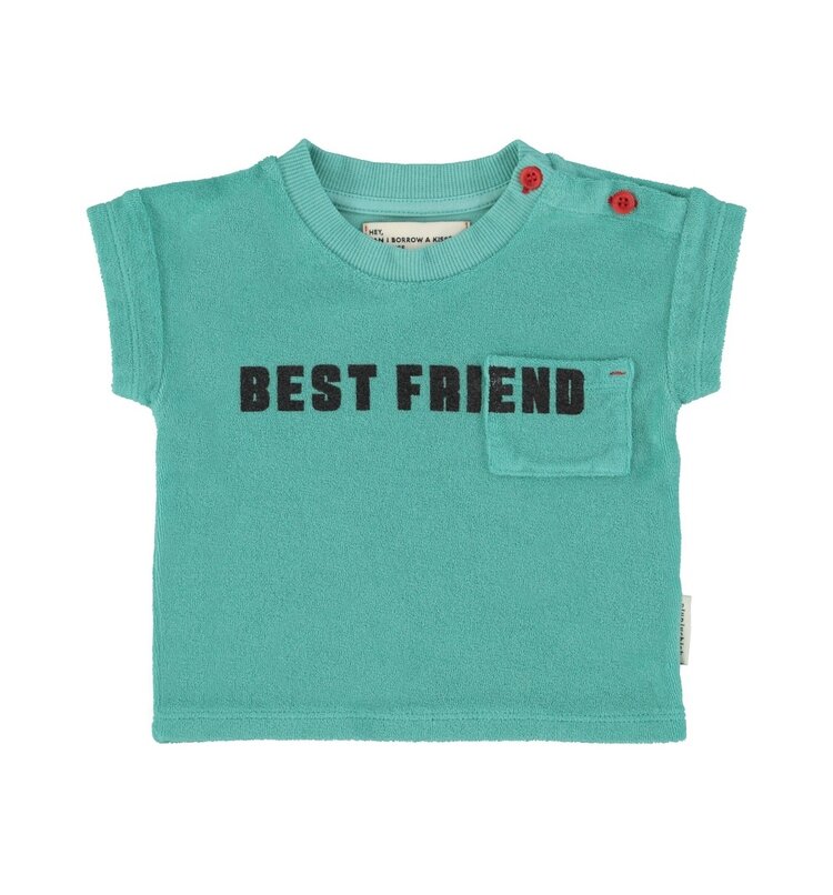 Piupiuchick baby t'shirt | turquoise w/ "best friend" print